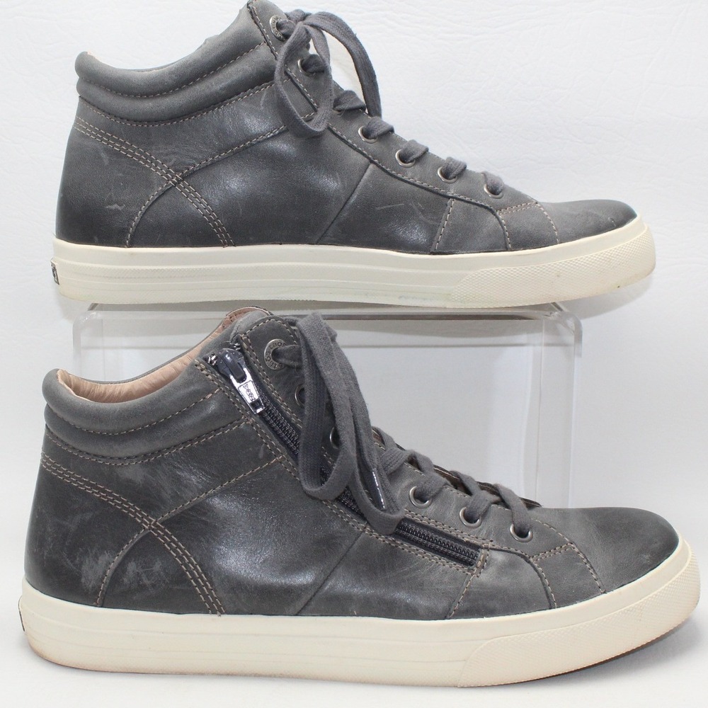 Taos‎ Winner Gray Leather High Top Side Zip Sneakers Mens Size 10 WNR-14003